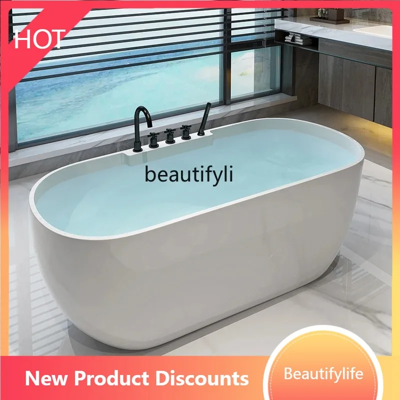 Bañera acrílica independiente A80, bañera doméstica de tamaño pequeño, baño de 1,2 metros-1,8 metros