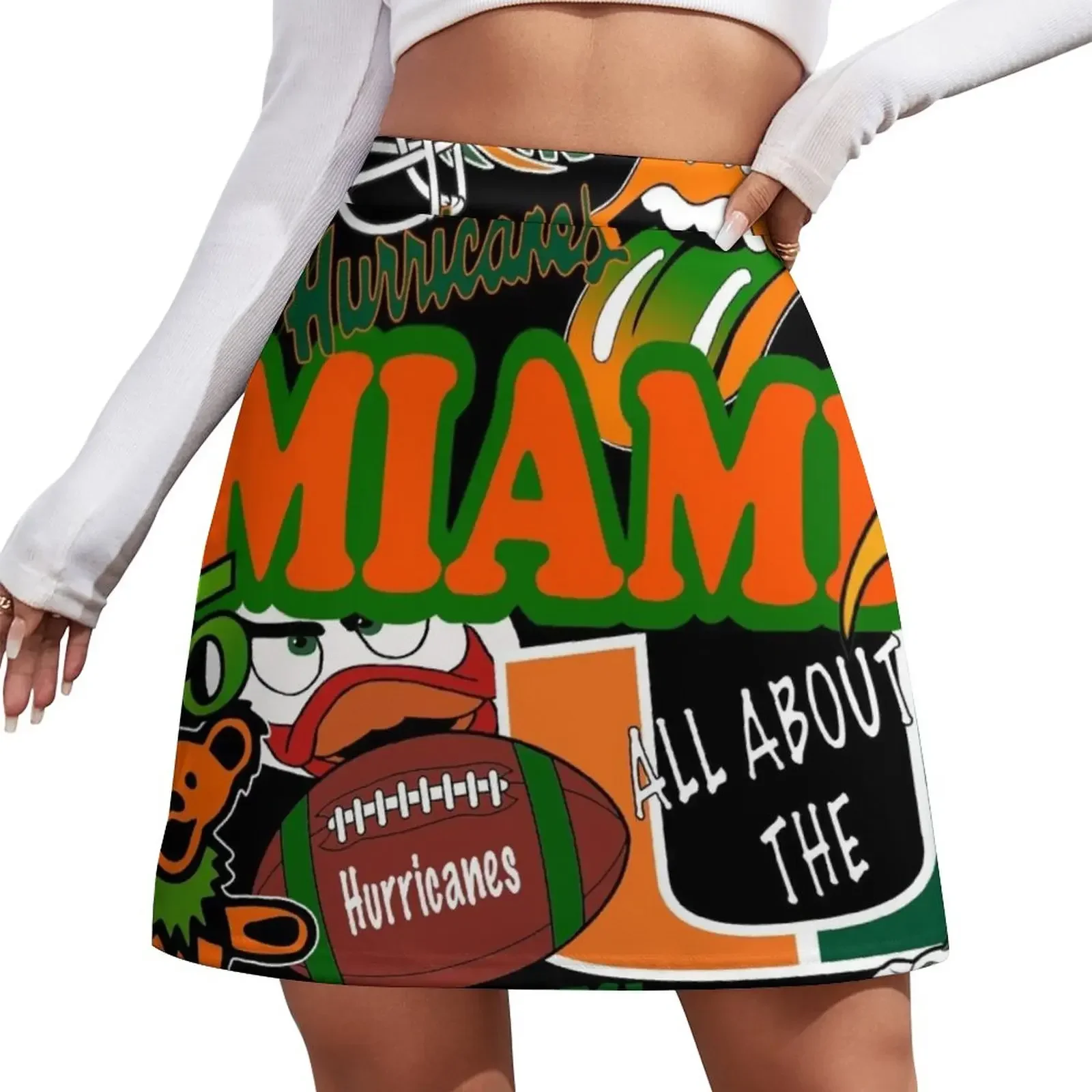 

University of Miami Mini Skirt Women clothing Skirt for girls korean summer clothes