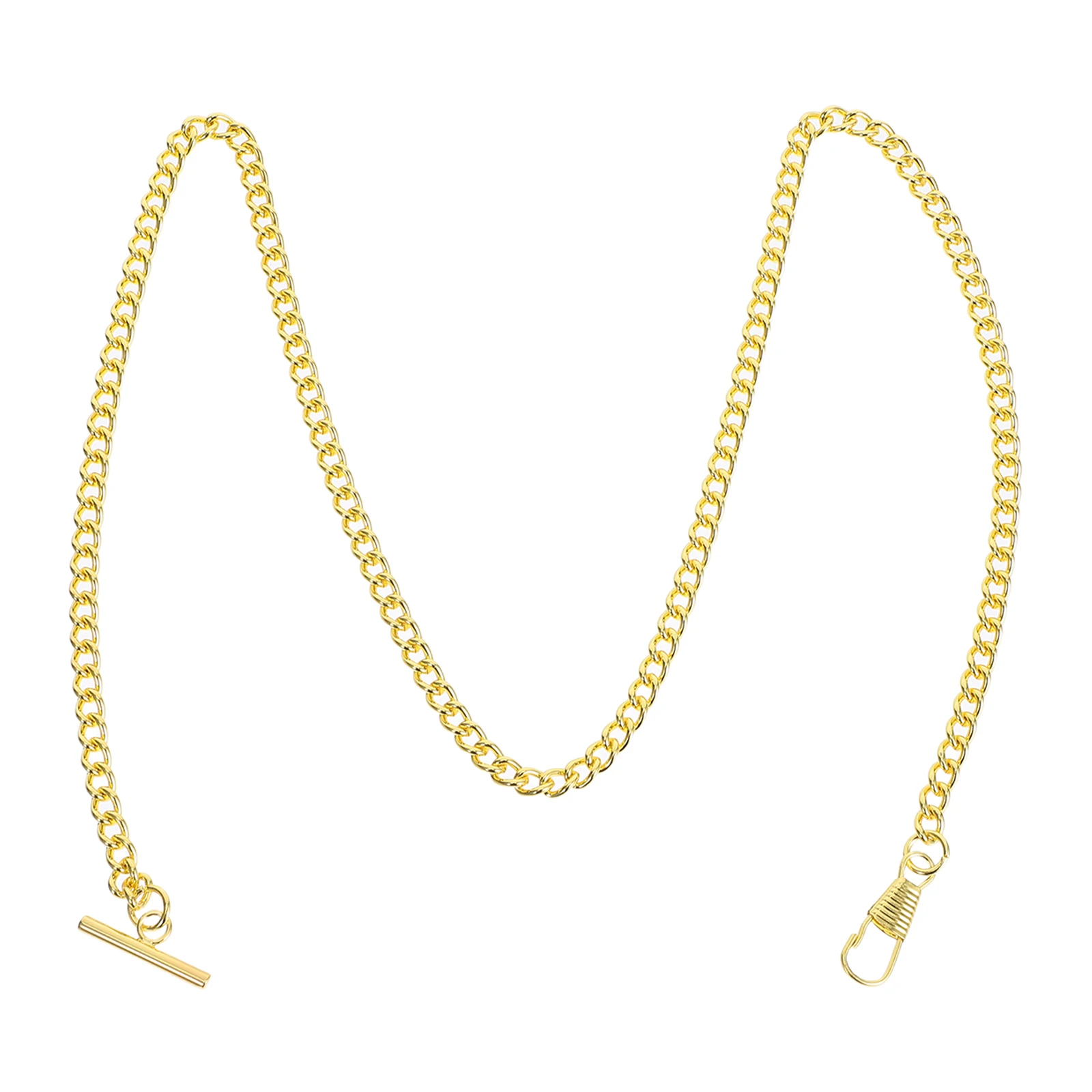 

Vintage Metal Watch Chain 65Cm T-Bar Buckle For Men/Women Retro Pocket Watch Chains Belt Clip Keychain Decor (Golden)