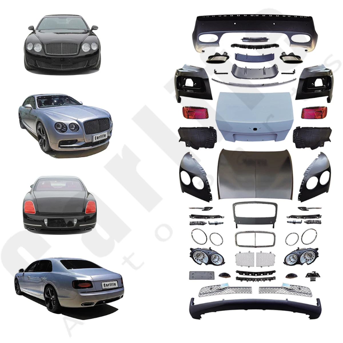 Auto parts hood bumpers retrofit bodykit for Bentley Flying Spur 2005-2012 to 2020 style.