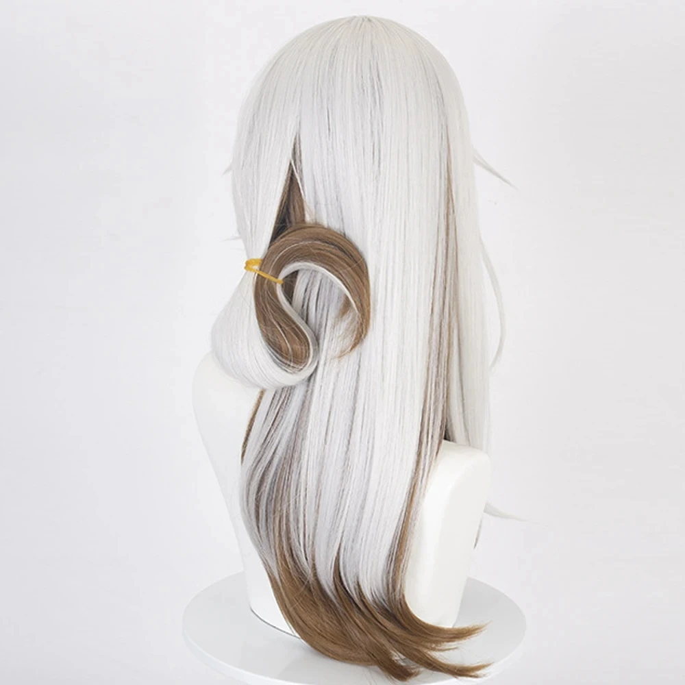 RANYU Anime Game Wigs Synthetic Long Straight White Brown Mixed Cosplay Hair Heat Resistant Wig For Party