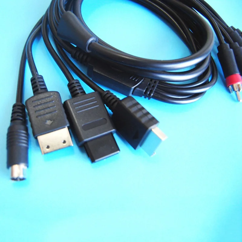 كابل صوت فيديو AV-S RCA متعدد الوظائف لوحدة تحكم ألعاب Sega Saturn SSDC PS1 PS2 SNES N64 NGC SFC