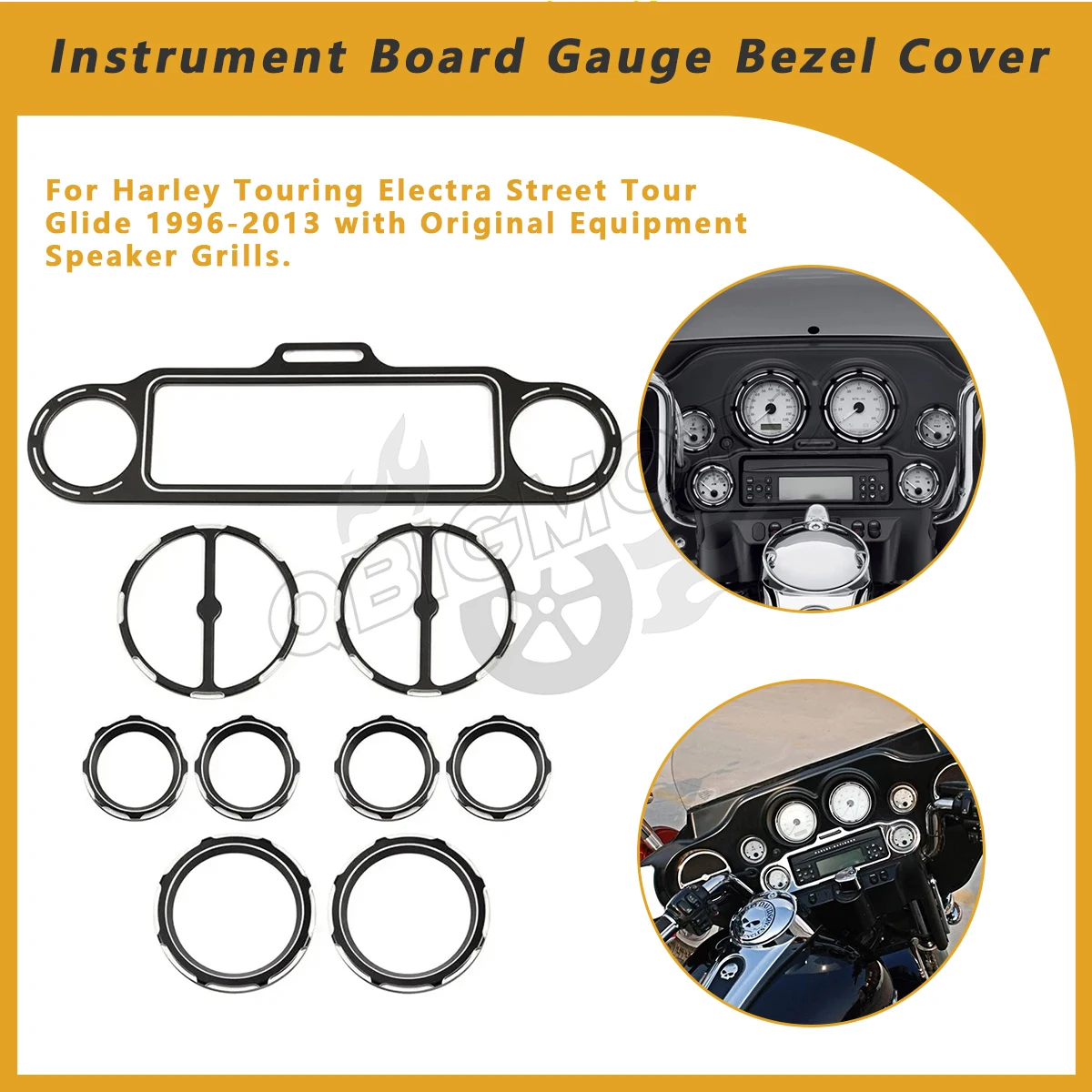 Moto Stereo Speedometer Audio Speaker Trim Ring Cover For Harley Touring Electra Street Glide 2013-1996 Instrument Board Bezel