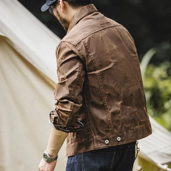 Maden Amekaji Retro Male Oil Waxed Jacket Canvas Cotton Khaki Military Uniform Light Casual Work Safari Style Coats Man Clothing 5 Maden Amekaji Retro Male Oil Waxed Jacket Canvas Cotton Khaki Military Uniform Light Casual Work Safari Style Coats Man Clothing 5