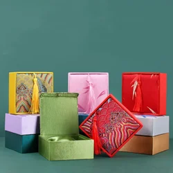 Vintage Tassel Jewelry Box Necklace Jade Bangle Bracelet Pendant Storage Display Chinese Style Brocade Jewelry Packaging Box