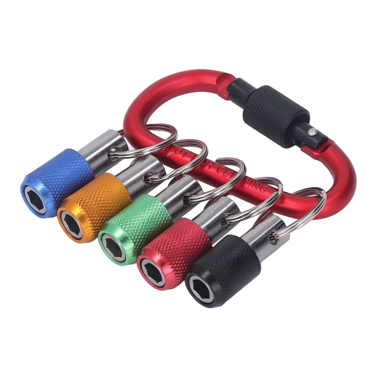 1/4 Bit Holder, Oxidation Resistant Good Compatibility Magnetic Socket Holder Metal Carabiner Portable Plating Red