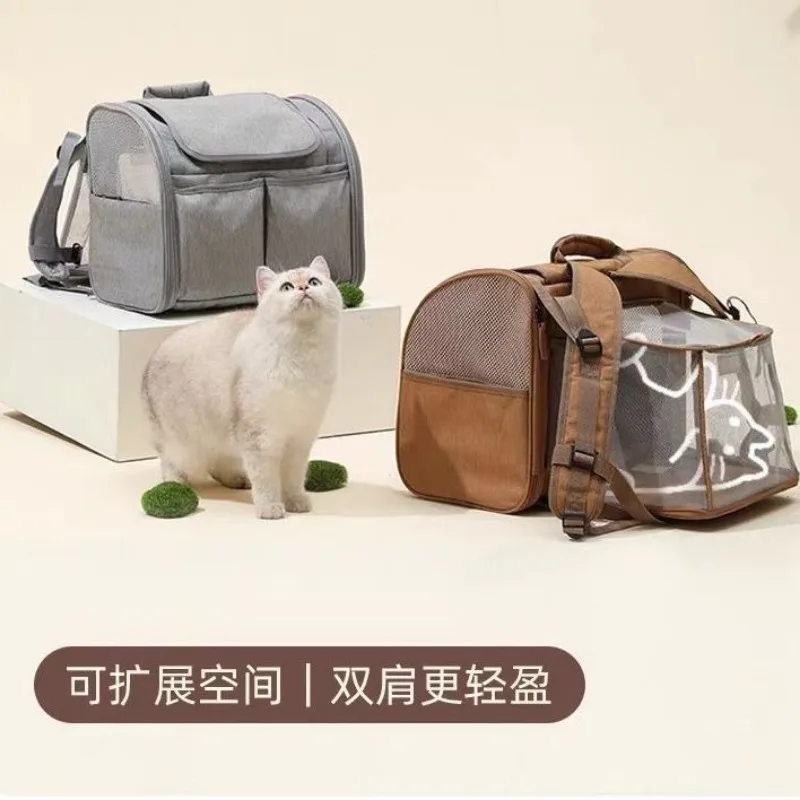 Expandable Breathable Cat Carrier Bag for Travel Portable Large Space Cat Backpack Cat Carrier Bag Breathable Car Seat Cover