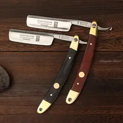 Set di rasoi manuali dritti Kit di coltelli da barba pieghevoli in legno naturale giapponese in acciaio ad alto tenore di carbonio affilato pronto per l'uso negozio di barbiere