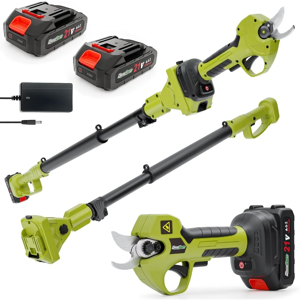 

20V 2-in-1 Brushless Pole Pruning Shear with 2 * 2Ah Battery, Battery Powered Cordless Electric Pruning with Lubricant, 1-Inch C
