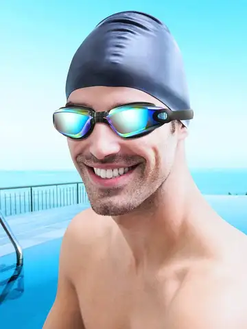 水泳ゴーグルプロフェッショナル防水水泳眼鏡メガネ防曇 100% UV 保護漏れなし成人男性女性青少年