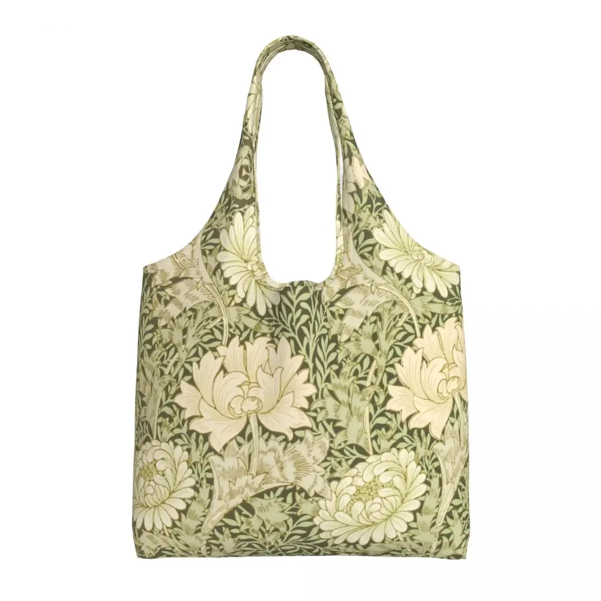 Vintage Chrysanthemum By William Morris Grocery Tote Shopping Bags Bohochic Floral Canvas Shoulder Shopper Bag Capacity Handbags