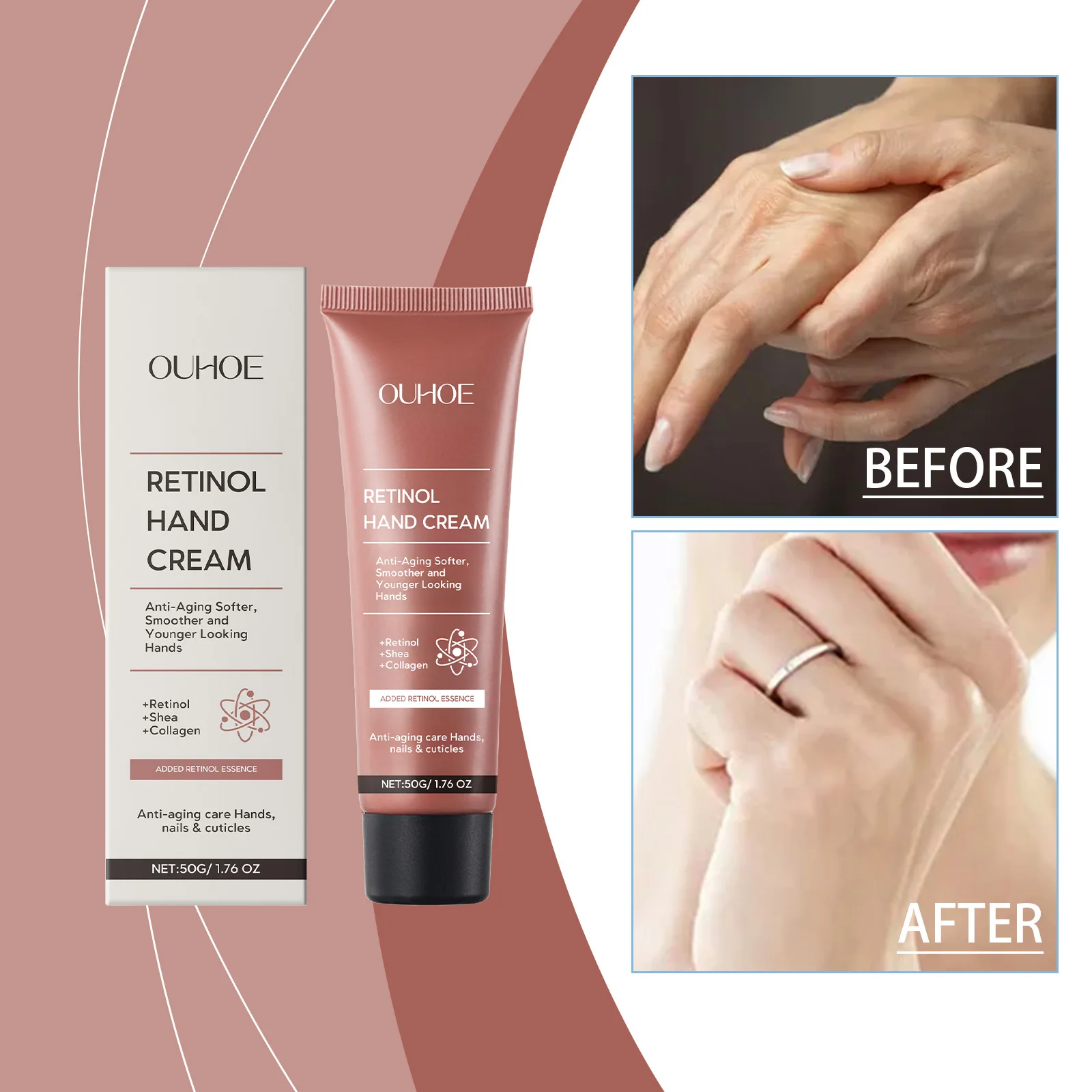 Retinol Hand Cream - Anti-Aging Hand Treatment with Retinol, Shea Butter & Collagen, 50g/1.7oz