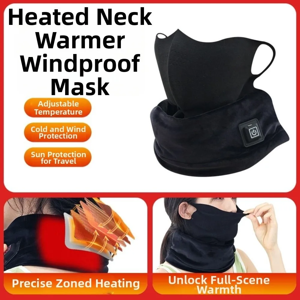 

USB-зарядка, нагревательный шарф, маска, съемный ветрозащитный шарф с подогревом, защита от тепла от холода, 3 температурных режима