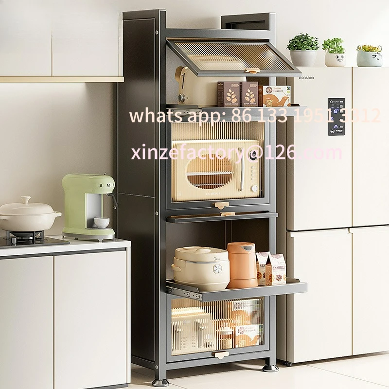 

Customizable pull-out kitchen rack floor-to-ceiling multi-layer locker