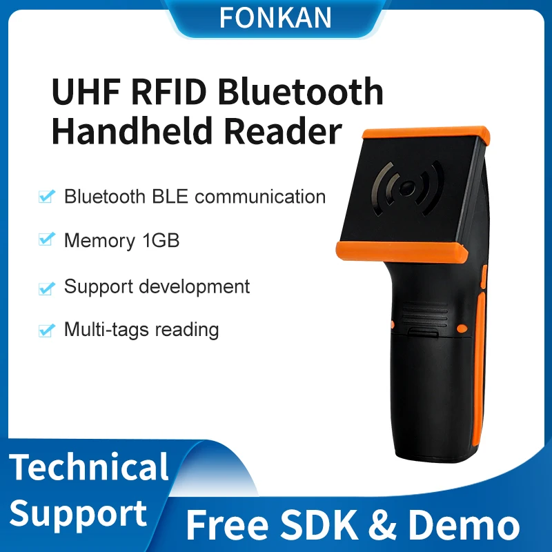 FONKAN RFID UHF Scanner portatile 860 960mhz UHF RFID Bluetooth Reader RFID Tag lettore UHF con Software per la gestione del magazzino