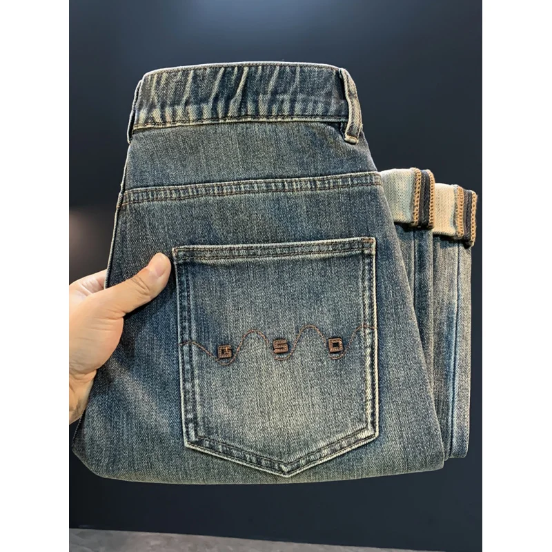 جينز فضفاض صغير مستقيم الساق للرجال 2025 موضة الخريف الجديدة ماركة النسخة الكورية سراويل طويلة مرنة غير رسمية متعددة الاستخدامات #5
