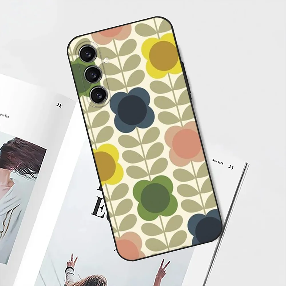 حافظة هاتف متعددة الجذع Orla K-Kiely Folio لهاتف سامسونج S25، S24، S21، S22، S23، S30، Ultra، S20، Plus، Fe، Lite، Note، 10 غلاف ناعم أسود