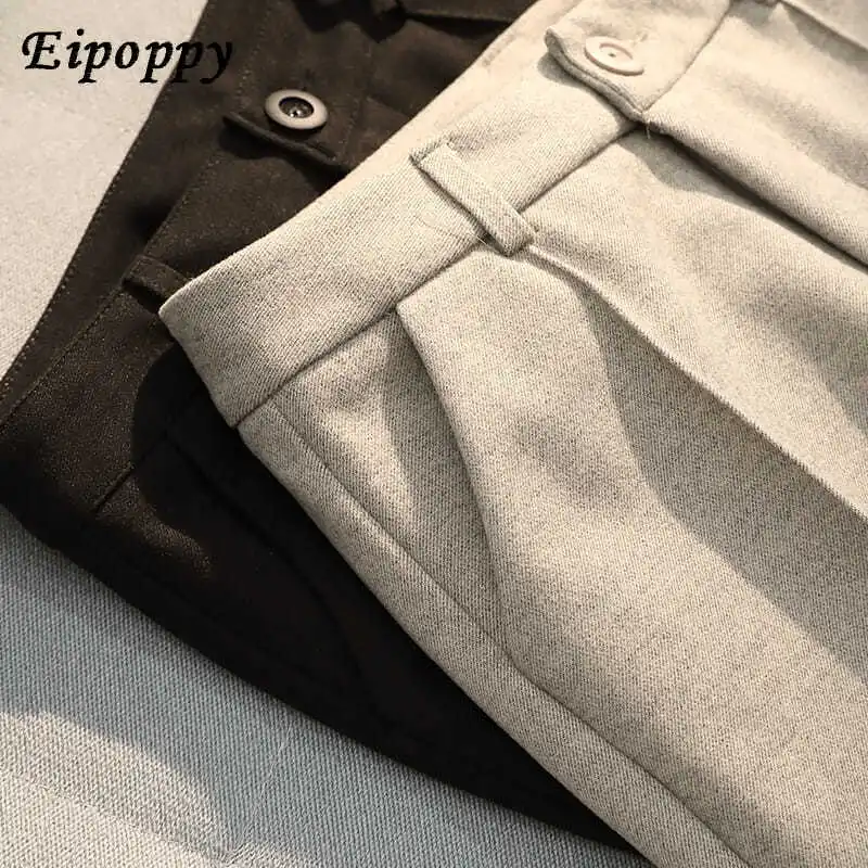 女性のための厚いウールのパンツ,カジュアル,ルーズフィット,ハイウエスト,新しい