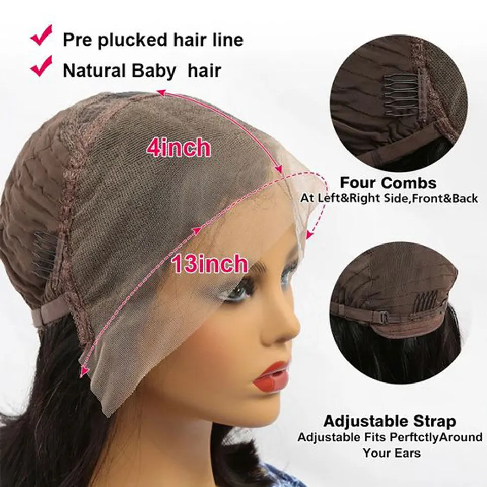 Pink Lace Front Wig Human Hair HD Transparent 13x4 Lace Frontal Wig Highlight Green Colored Blue Wig Body Wave Human Hair Wigs