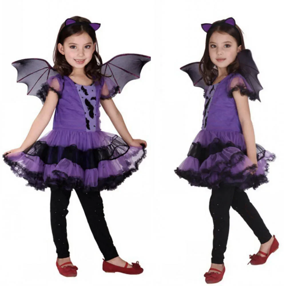 

Baby Girls Halloween Witch Costume Children Cosplay Vampire Princess Dresses Kids Dress Up Clothes With Hat Carnival Party Gift