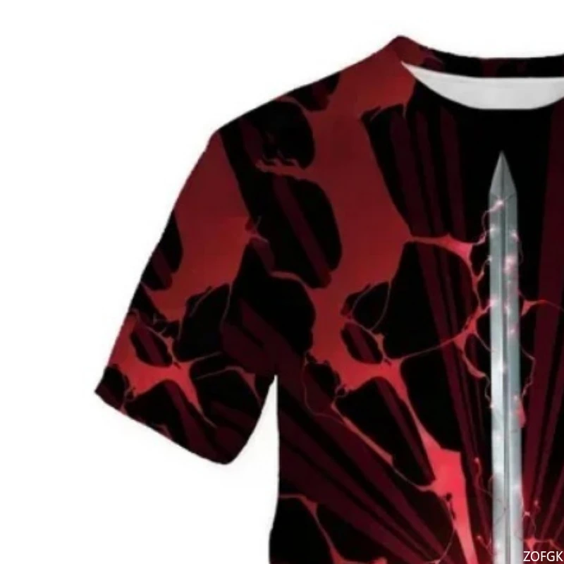 أنيمي السيف الصبي مغامرة 3D مطبوعة أزياء تي شيرت الشارع Harajuku تي شيرت كامل الملابس