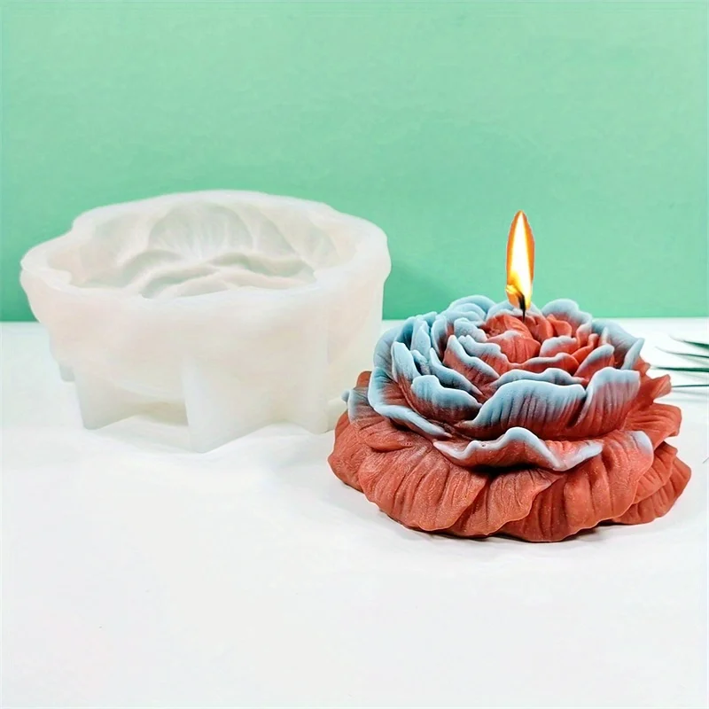 

2pcs Large Peony Mold 6.5 Inch - For Scented Candles, Soap, Resin & Concrete Crafts, DIY Floral Decor & Valentine Gift