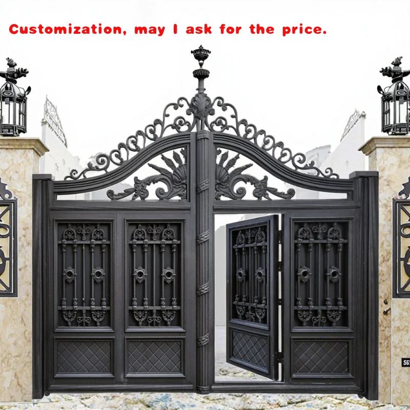 

custom.Modern Durable Cast Aluminium Swing Fence Gate Wholesaler Supply Arched and School Automatic Tur