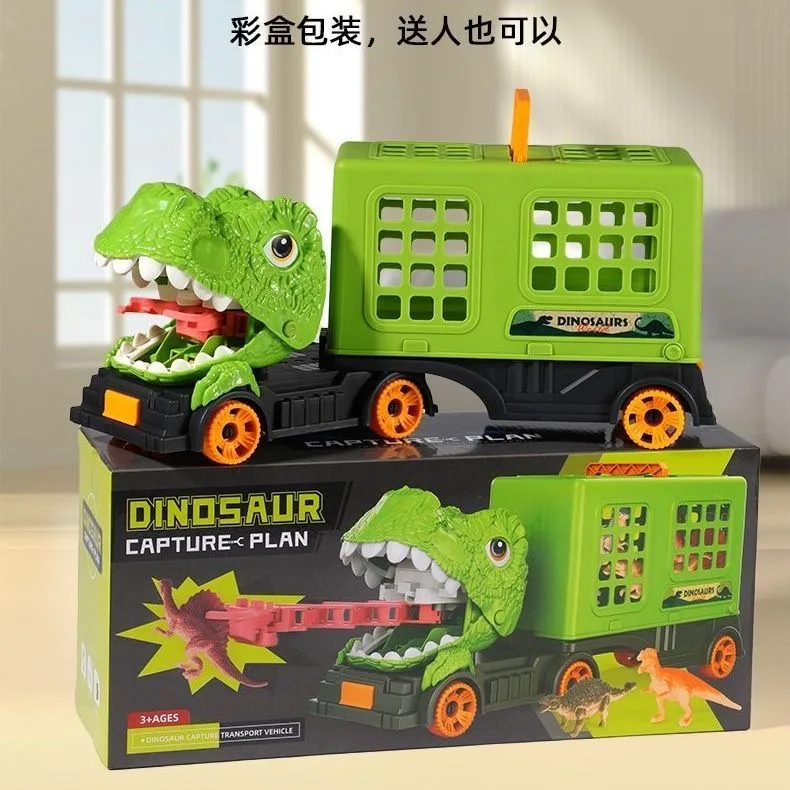 Kids Dinosaur Transport Truck with Ejection Feature - 6/24 Pcs Dinosaur Model Action Figures, Creative Play Design