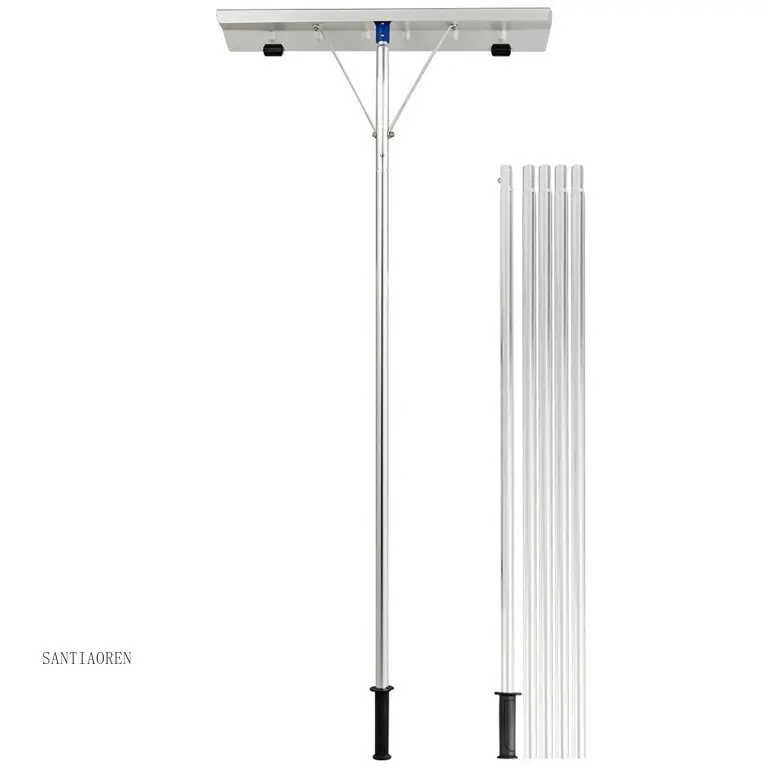 

2025Custom Adjustable Telescopic Snow Removal Brush Long Handle Portable Snow Roof Rake with 2 Wheels