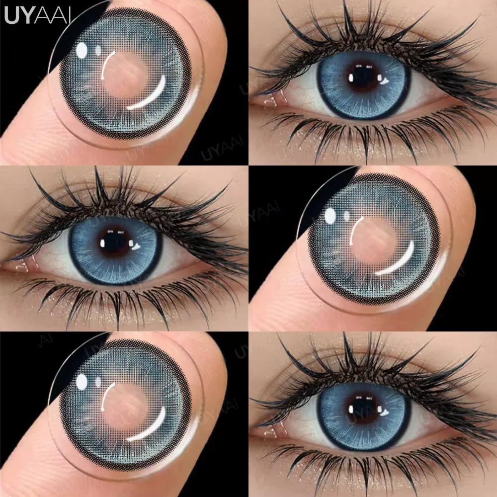 UYAAI Korean Style Fashion Lenses 1 Pair Color Contact Lenses for Eyes y2k Blue Eye Lenses Purple Colored Lenses Colorcon