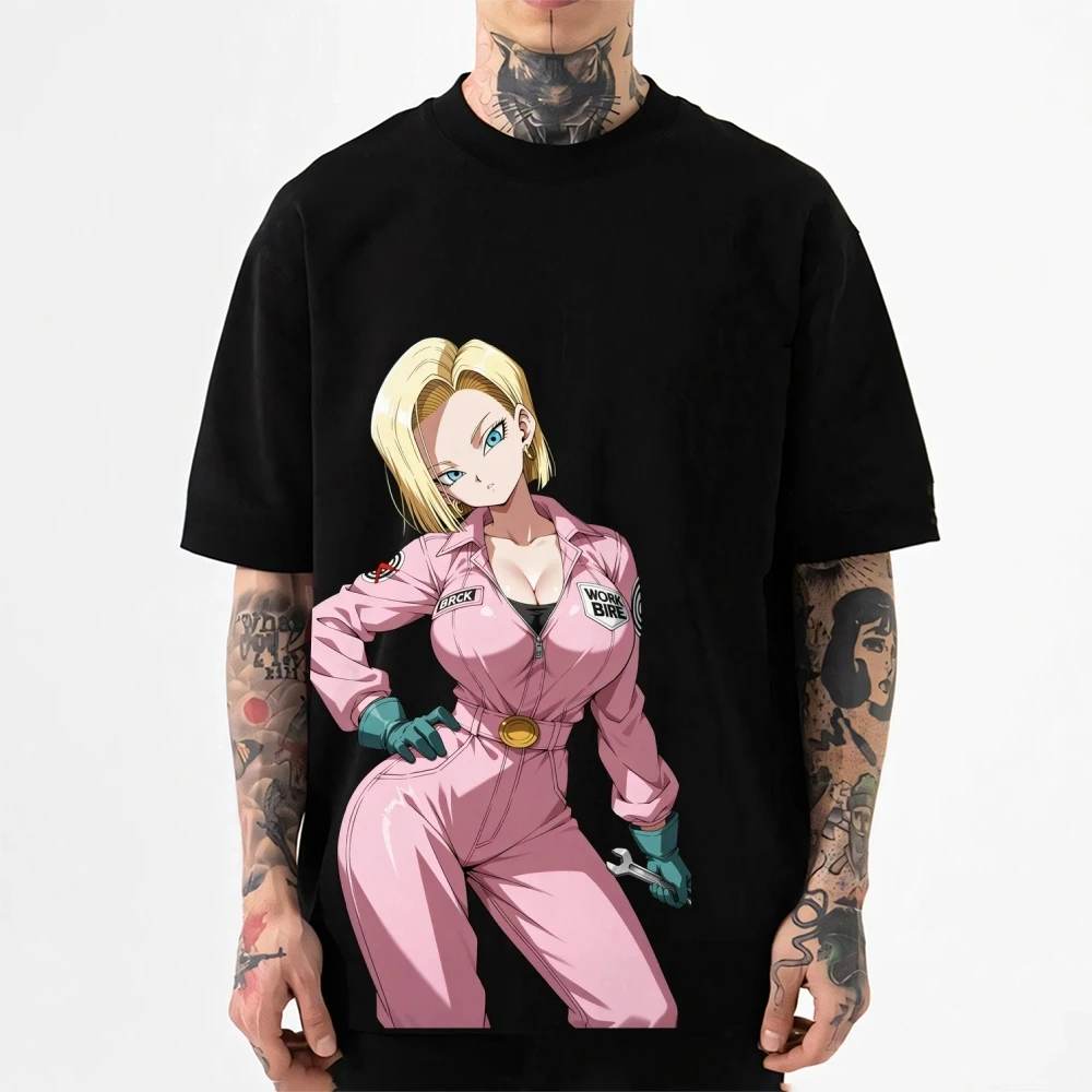 Dragon Ball Android 18 Japanischer Stil Klassisches T-Shirt Hochwertige Streetwear Herrenbekleidung Damenbekleidung 2026 Sommer Neues T-Shirt