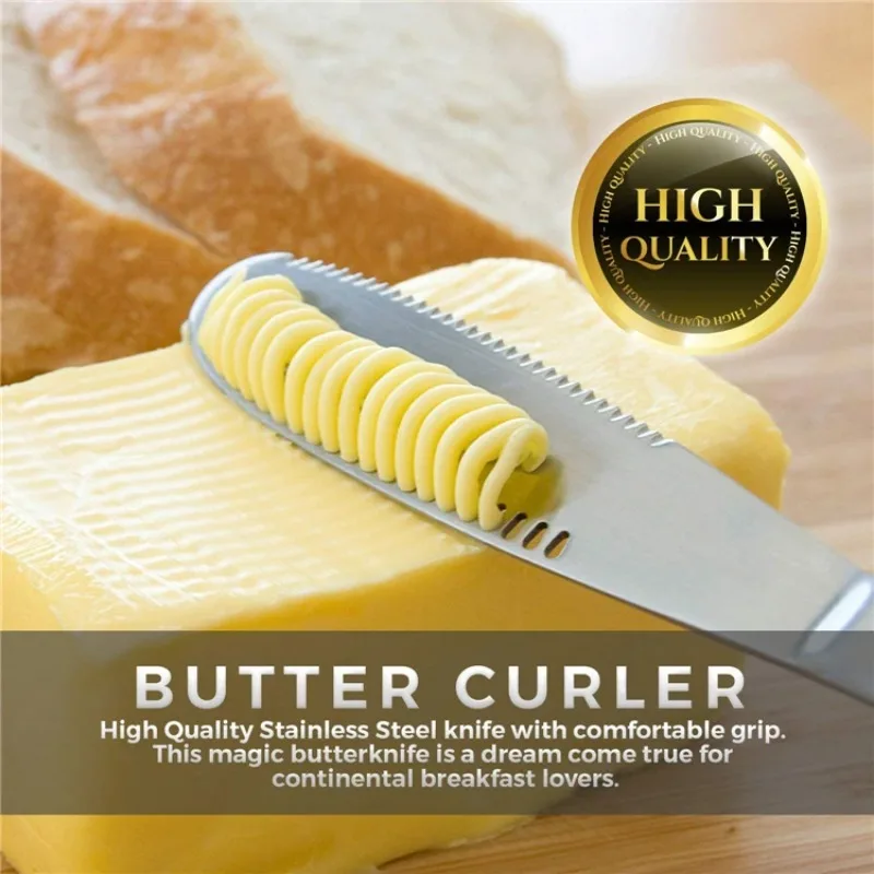 Edelstahl-Buttermesser mit Löchern, multifunktionaler Käseverteiler für Marmelade, Sahne, Toast, Brot, Kaltbutter-Curler, Küchenhelfer