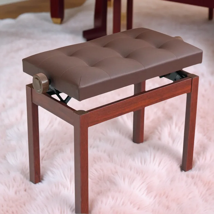 Single Adjustable Lift Solid Wood Legs Walnut Stool, Guzheng Piano Chair