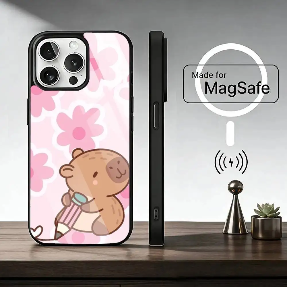 Lovely C-Capybara  Phone Case For iPhone17,16,15,14,13,12,11 Plus,Pro Magnetic For Magsafe Wireless Charging