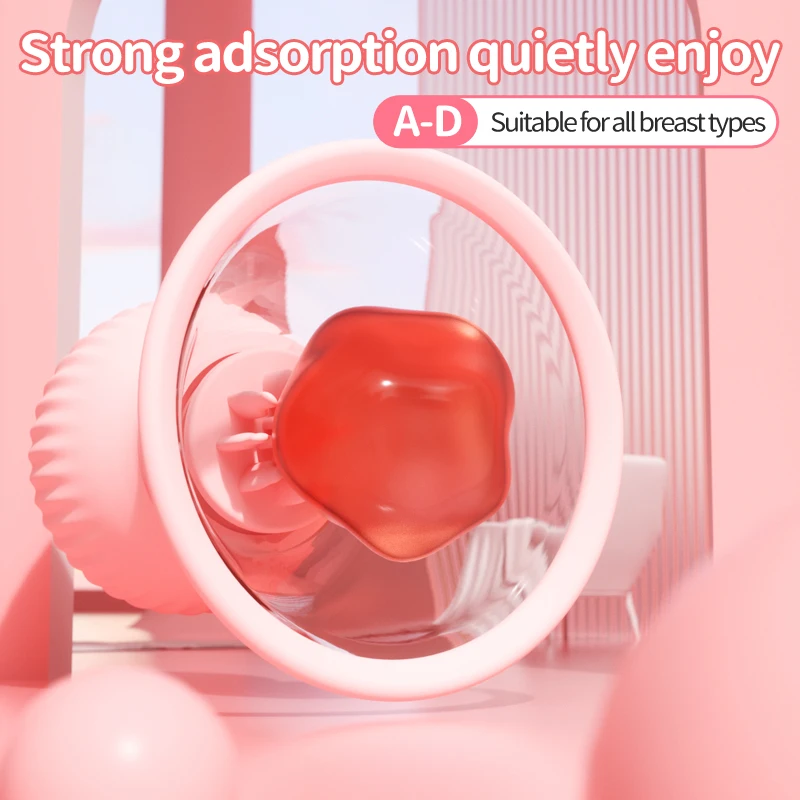 เครื่องสั่นดูดแบบเทอร์โบสำหรับจุดซ่อนเร้น กระตุ้นหัวนม 360 องศา นวดหน้าอกแบบดูดซับ เงียบ พร้อมที่หนีบหัวนม