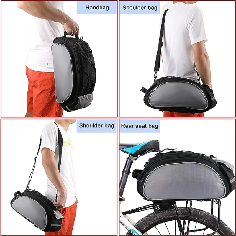 13L Bicycle Rear Seat Bag Riding Waterproof Rear Seat Storage MTB Bike Bags Cycling Trunk Backseat Handbag Saddle Shoulder Bag