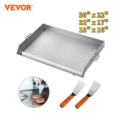 VEVOR-sartén de acero inoxidable para parrilla, parrilla superior plana con asas para acampar al aire libre, barbacoa, asar, cocinar panqueques, huevos de tocino