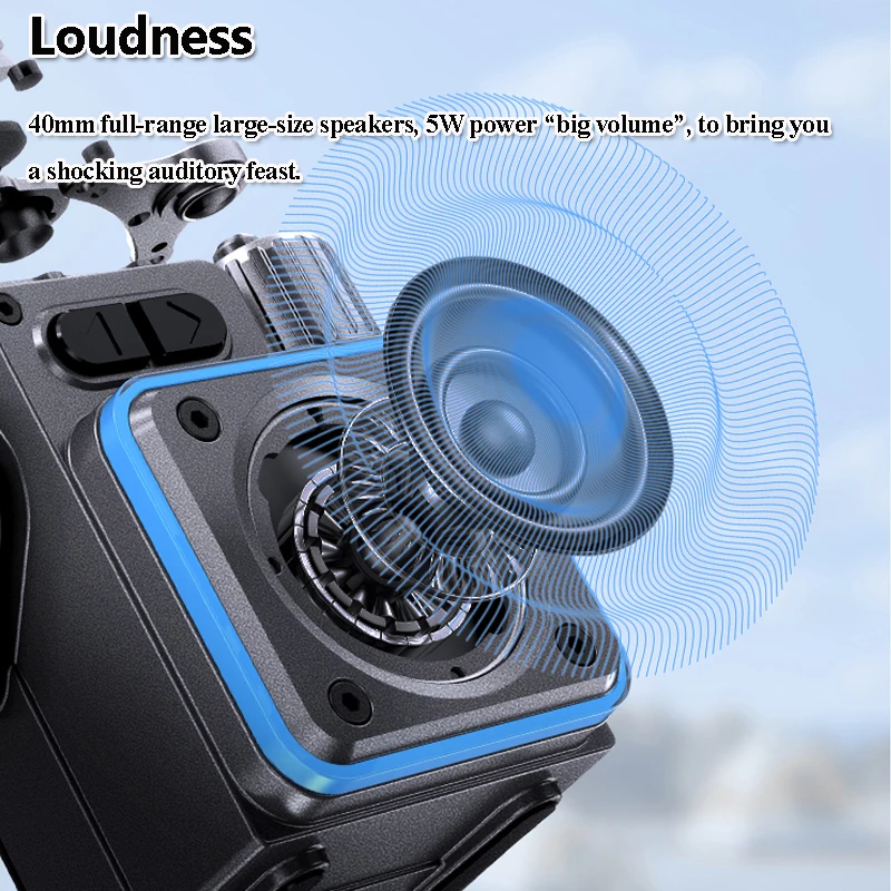 Outdoor Pocket Bluetooth Speaker Portable Metal Music Box Handsfree Call MP3 Music Player with Colorful Light TF Card TP-C Port