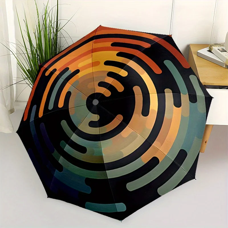 

1pc Spiral Pattern Automatic Open 8-Rib Windproof Umbrella, Travel & Commuting, Suitable for All Seasons, Lightweight Portable