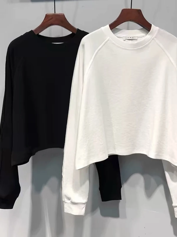 قميص بأكمام قصيرة وطويلة بأسلوب الأميرات حلو وجريء، ملابس داخلية فضفاضة وملابس خارجية، قمة الخريفية من ألياف الخيزران العضوية...