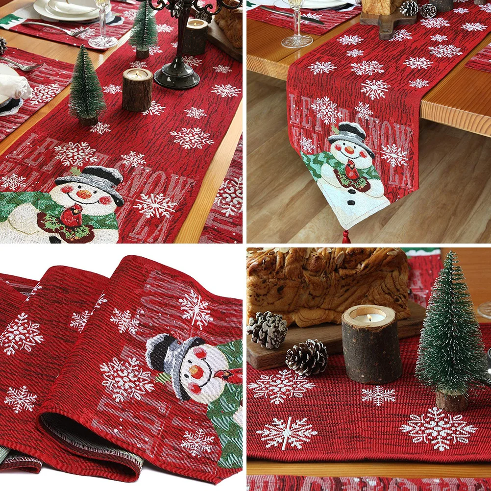 

1Pcs Christmas Table Runner Xmas Embroidery Table Cover Folding Party Home Decoration Xmas Elements Tablecloth