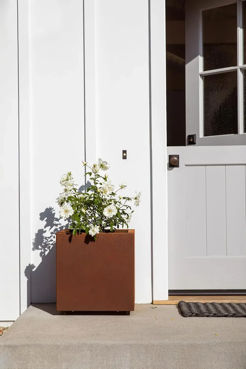 Corten Steel Series Cube Planter - Square Metal Planter for Outdoor Patio/Garden | Naturally Rusting Steel for All-Weather Use