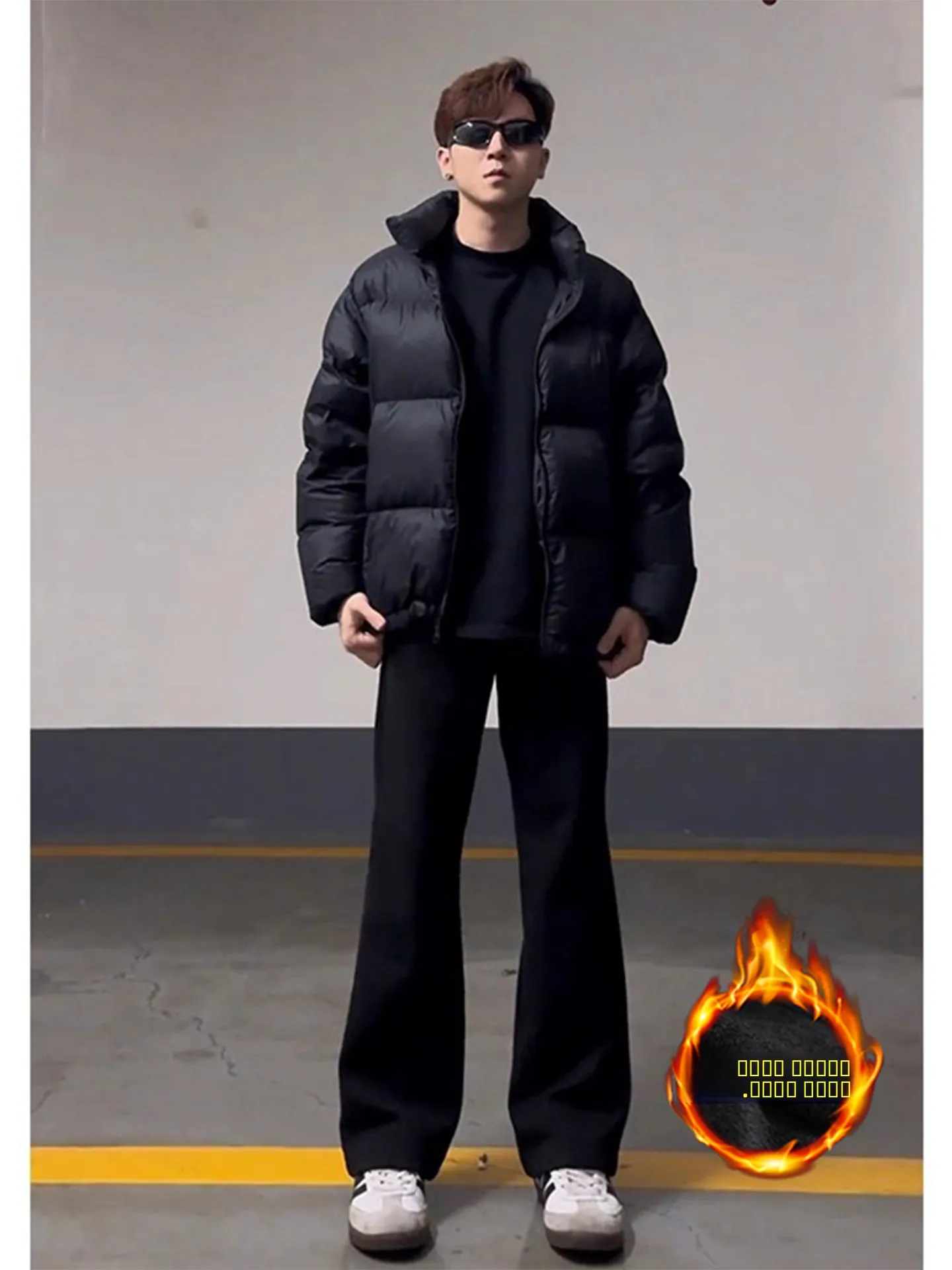 

Bla American Sle High Waist Fce Lined Cleanfit Trousers Men's Autumn Winter Long Straight Leg Sports Pants