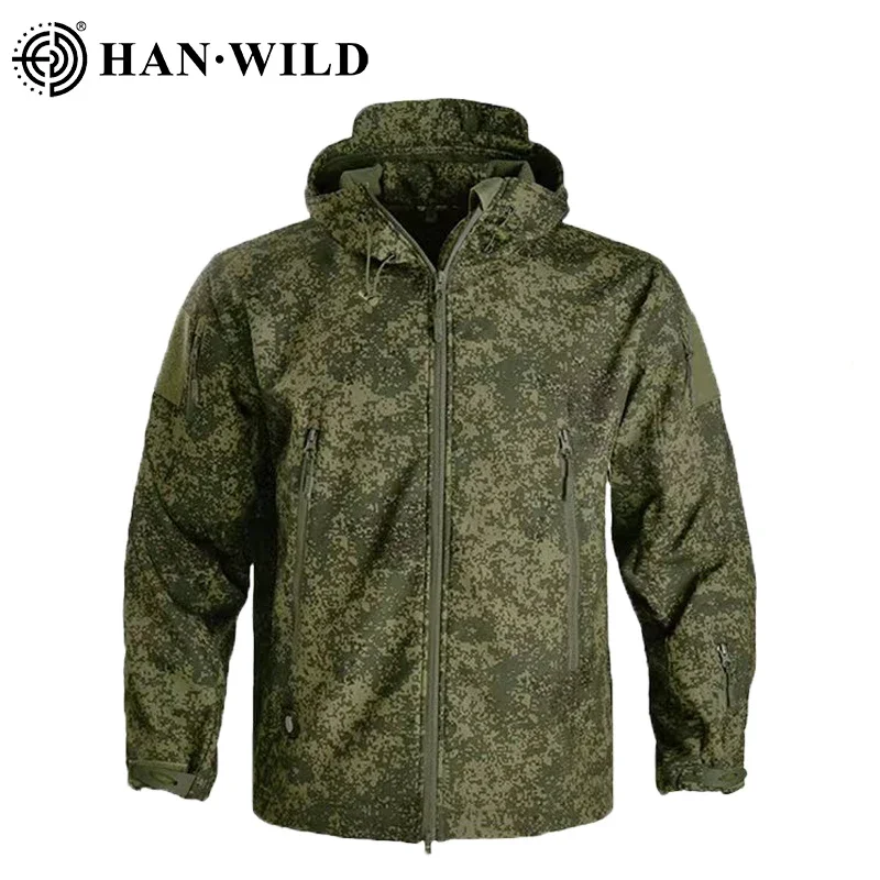 

Outdoor Fleece Jackets Men Shark Skin SoftShell Coat Tactical Waterproof Windbreaker Jacket Mens Hooded Combat Coats Hiking