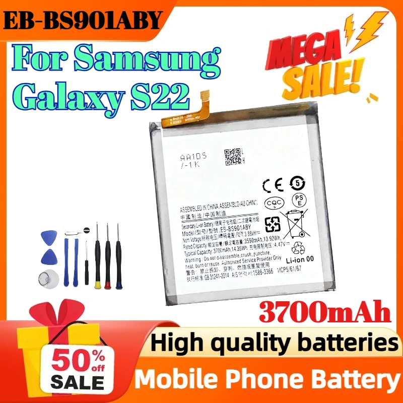 

New EB-BS901ABY 3700mAh Battery For Samsung Galaxy S22 Mobile Phone Battery +Tools