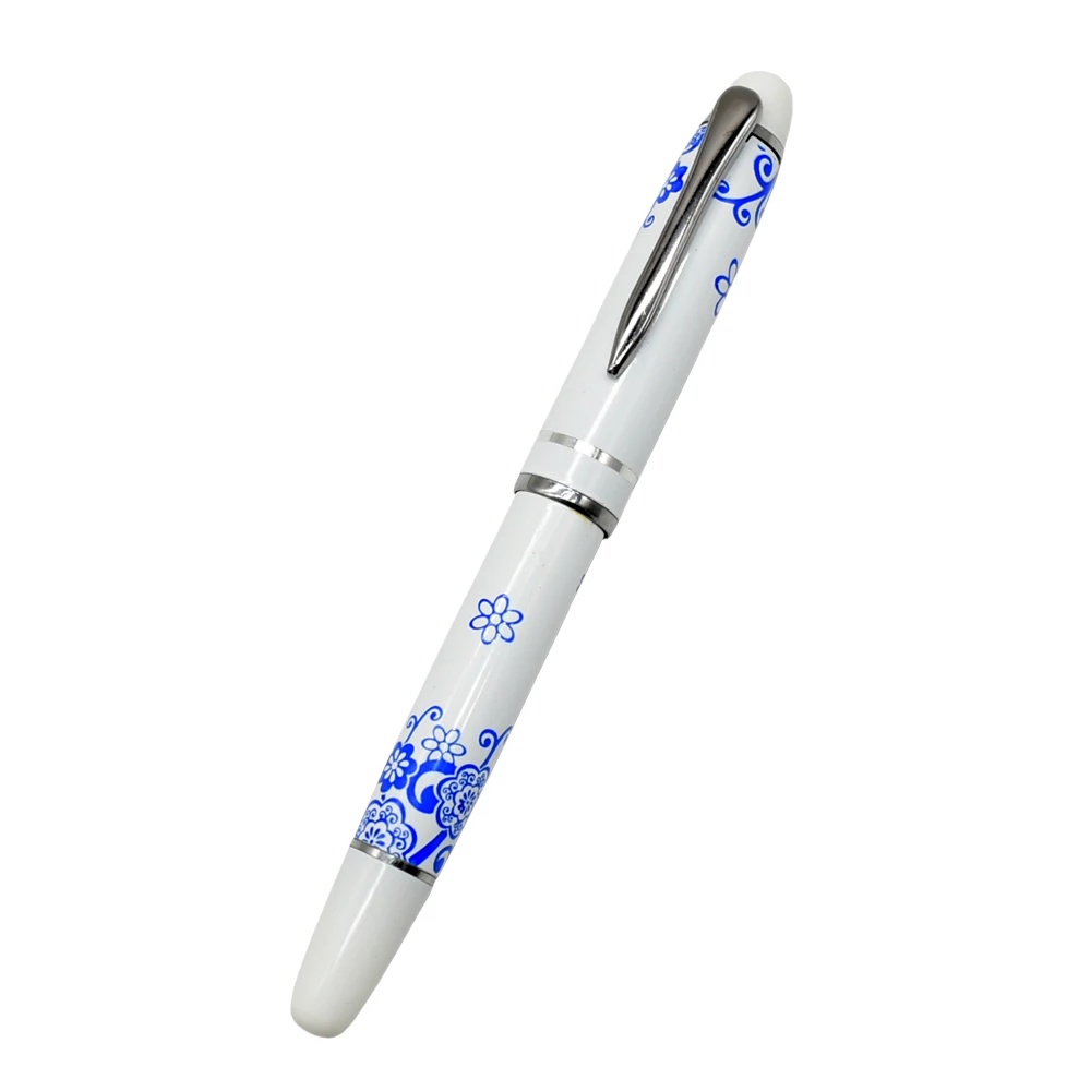 Hot New Chinese Blue and White Porcelain Pattern Medium Nib Fountain Pen Stationery Office School Supplies Gift Ink Pen