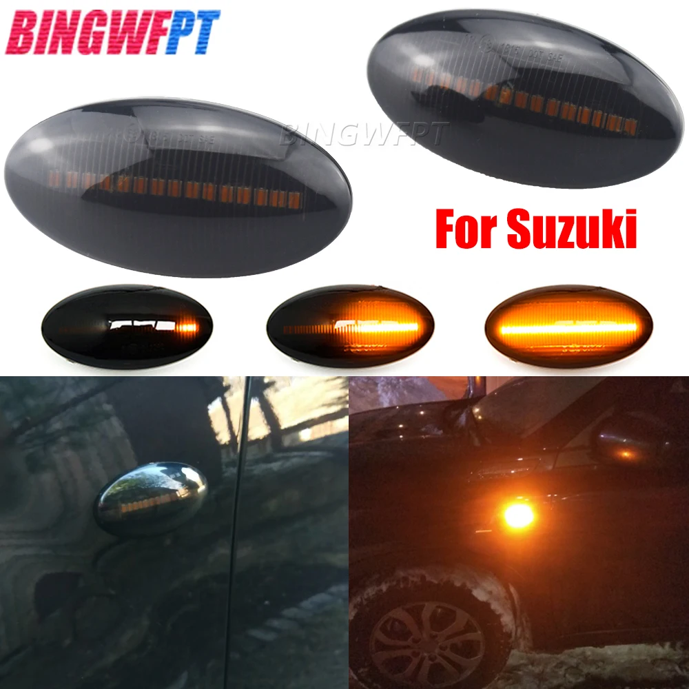 BINGWFPT 2PCS Dynamic LED Side Marker Turn Signal Lights Indicator Amber Repeater Car Light For Suzuki Swift Jimmy Vitara SX4