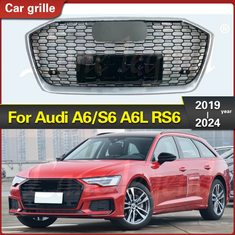 

Front Bumper Chrome Grille Centre Panel Styling Upper Racing Grill For AUDI A6L A6/S6 2019-2024 Car Accessories For RS6 Style