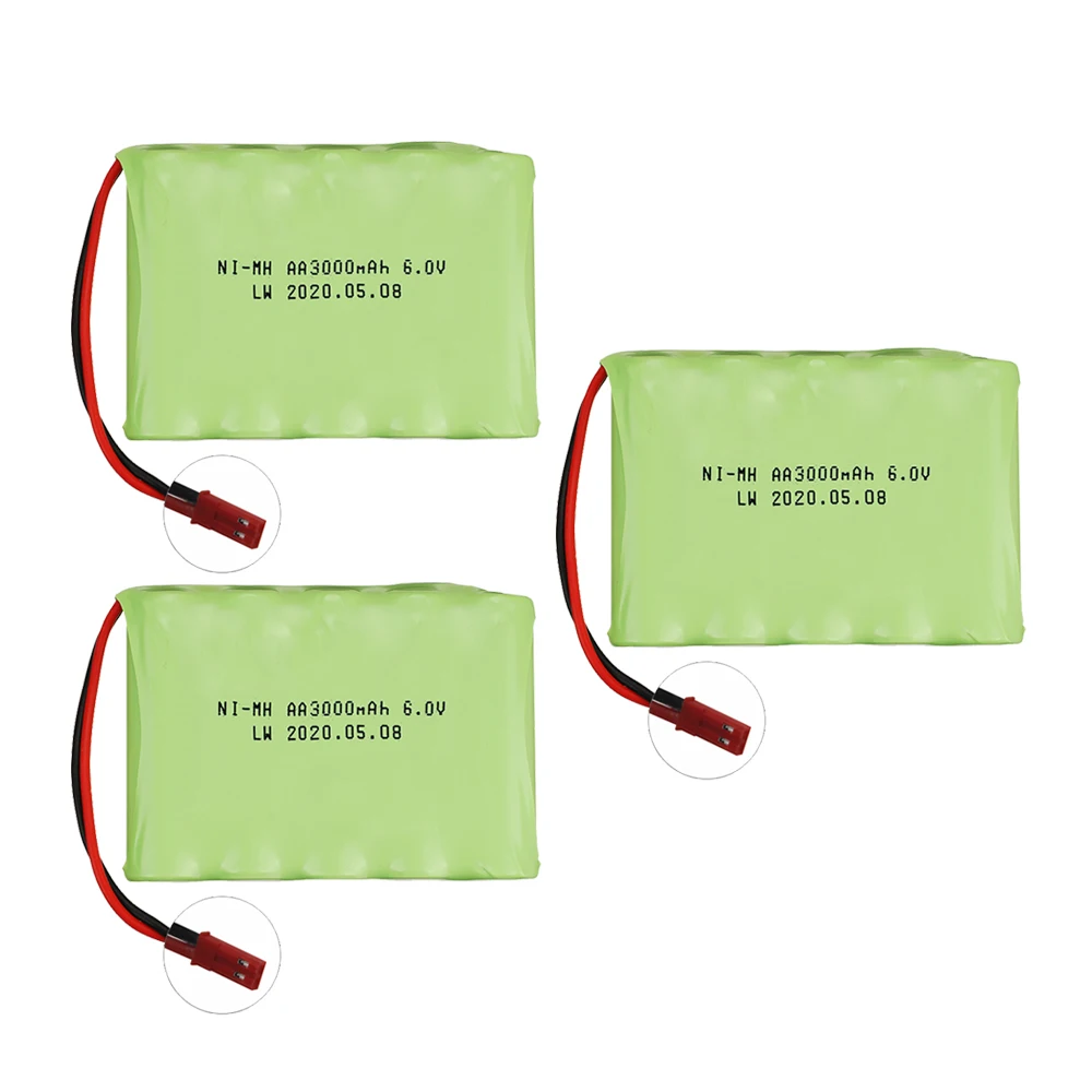 Zestawy ładowarek 6v 3000mAh z wtyczką JST do samochodów RC Roboty Czołgi Pistolet RC Łodzie AA 2400mah 6v Akumulator NiMH