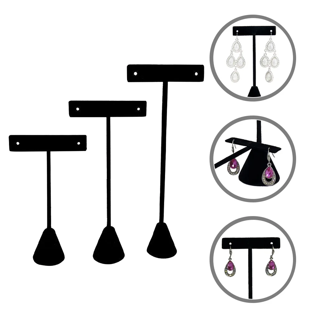 

3Pcs Earring Storage Rack Black T Shape Jewelry Display Holder Stand Organizer for Earrings Ear Studs Jewelry Display Shop Stand